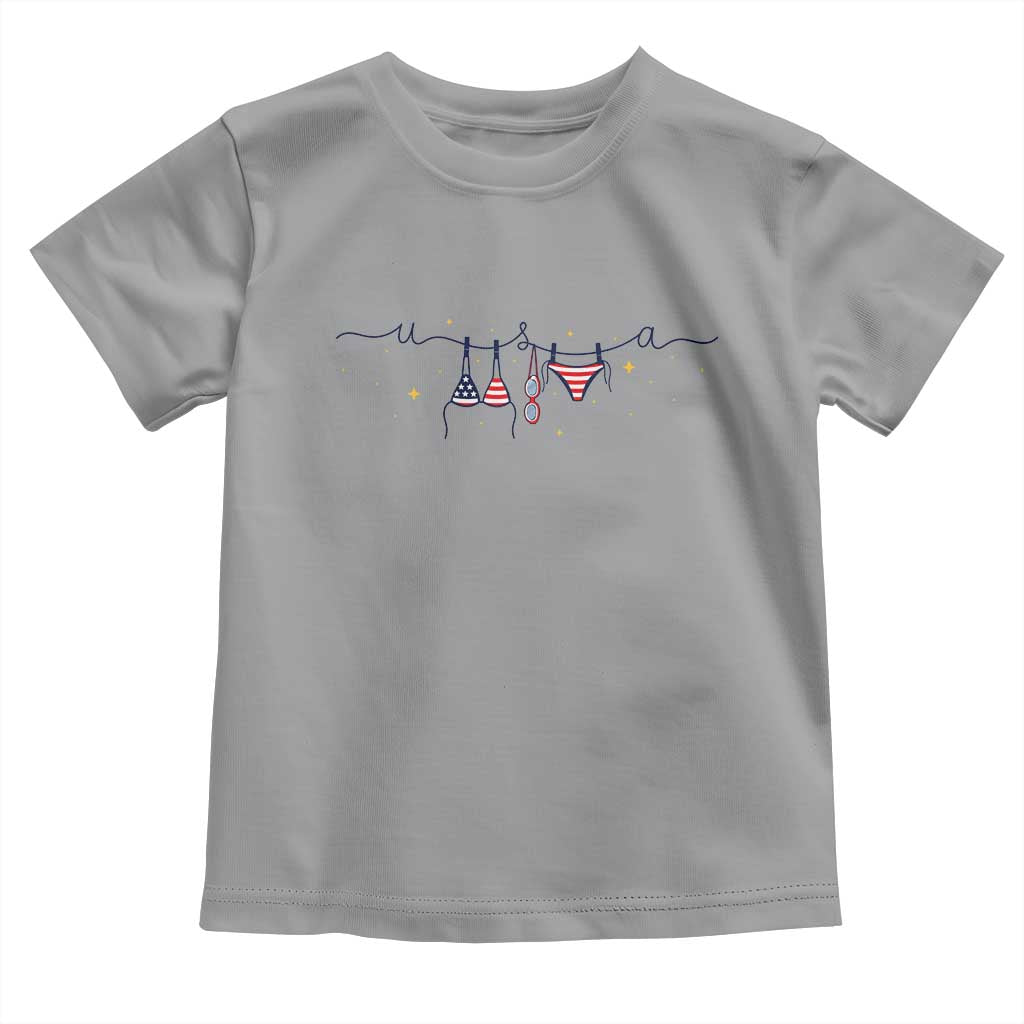 Patriotic American Flag Bikini Toddler T Shirt USA Summer Vacation Gift TS12 Sport Gray Print Your Wear