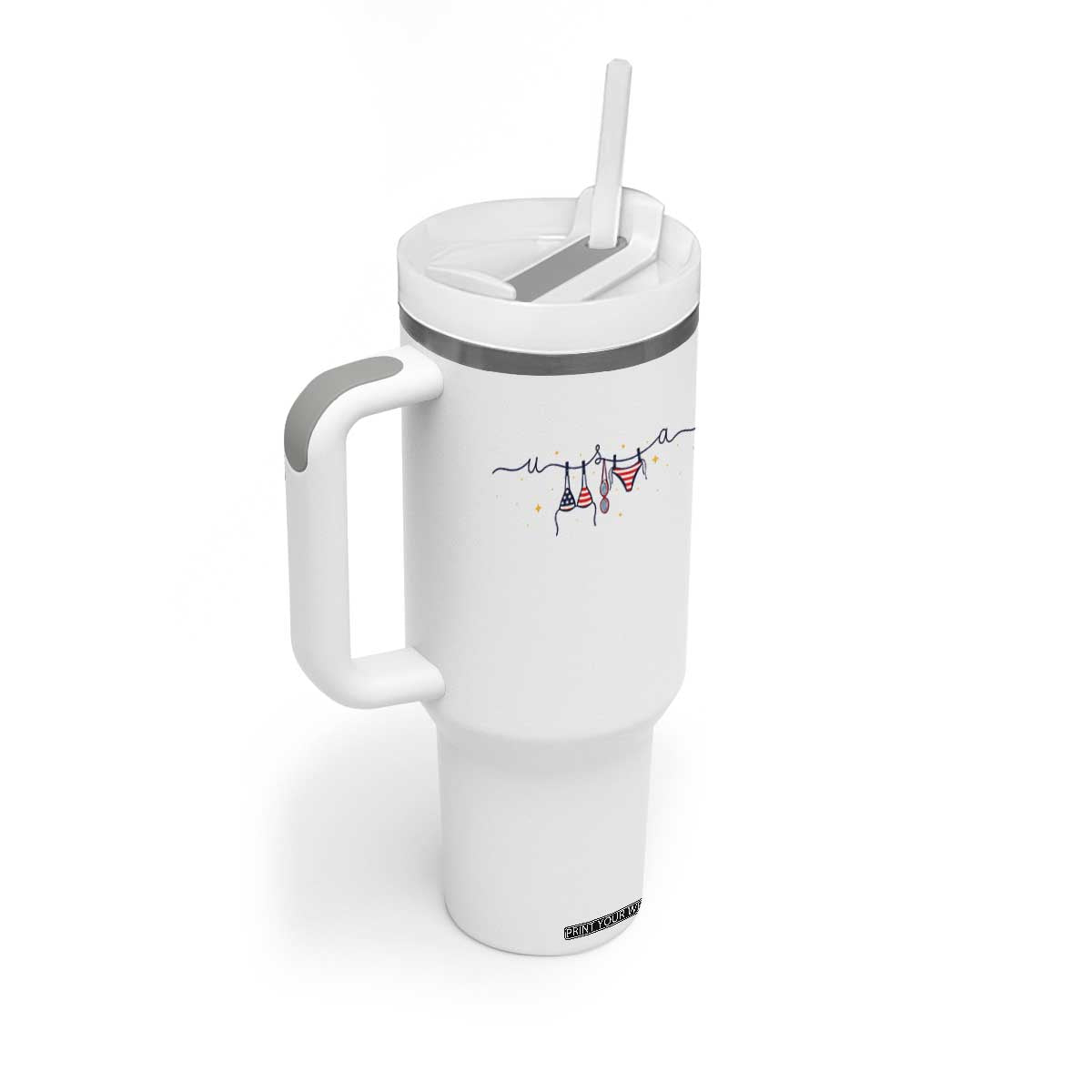 Patriotic American Flag Bikini Tumbler With Handle USA Summer Vacation Gift TS12 Print Your Wear