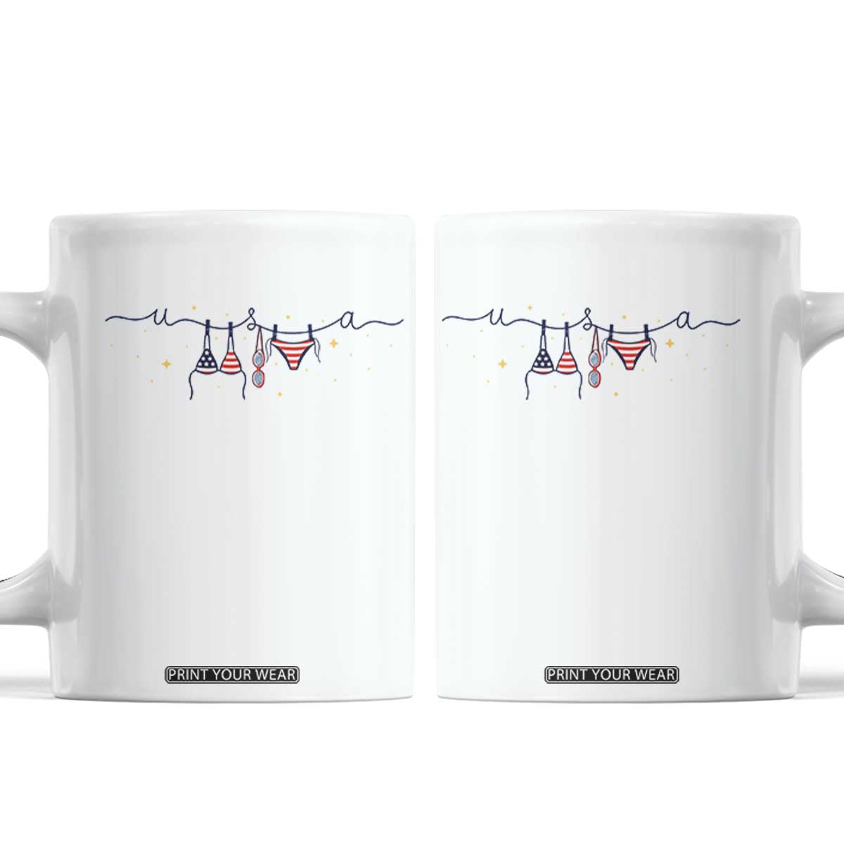 Patriotic American Flag Bikini Coffee Mug USA Summer Vacation Gift