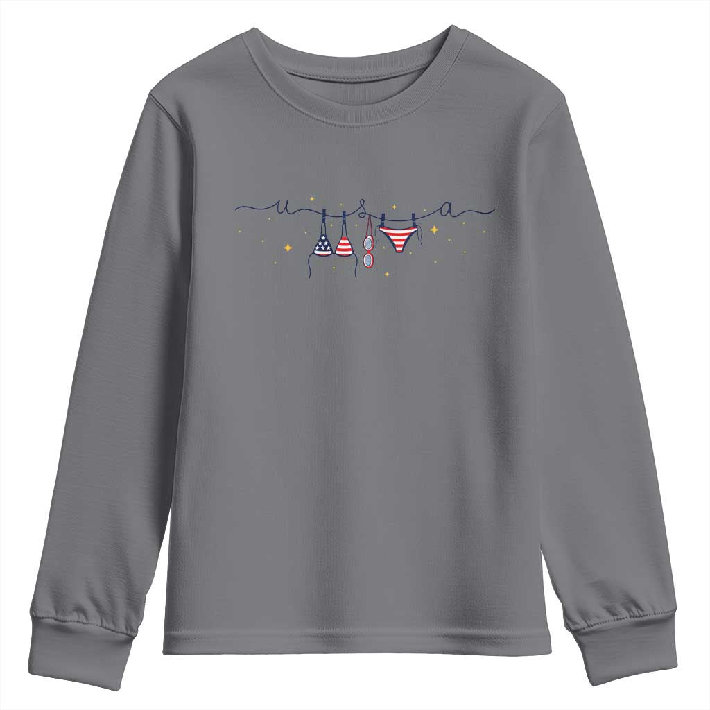 Patriotic American Flag Bikini Youth Sweatshirt USA Summer Vacation Gift TS12 Charcoal Print Your Wear