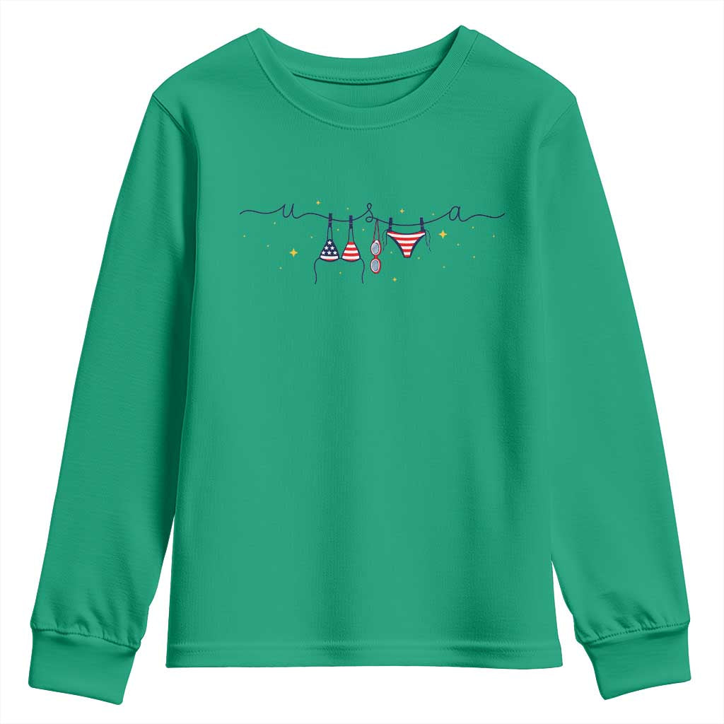 Patriotic American Flag Bikini Youth Sweatshirt USA Summer Vacation Gift TS12 Irish Green Print Your Wear