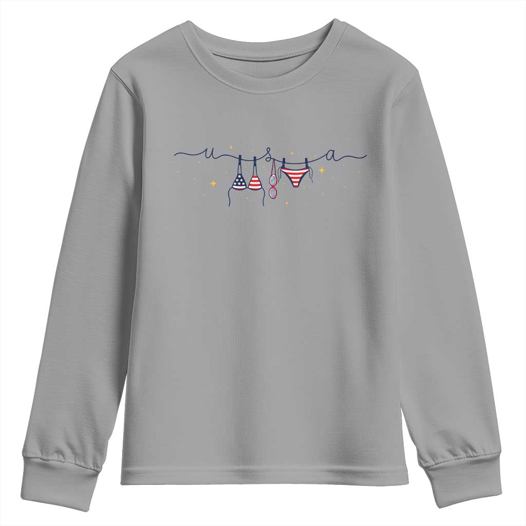 Patriotic American Flag Bikini Youth Sweatshirt USA Summer Vacation Gift TS12 Sport Gray Print Your Wear