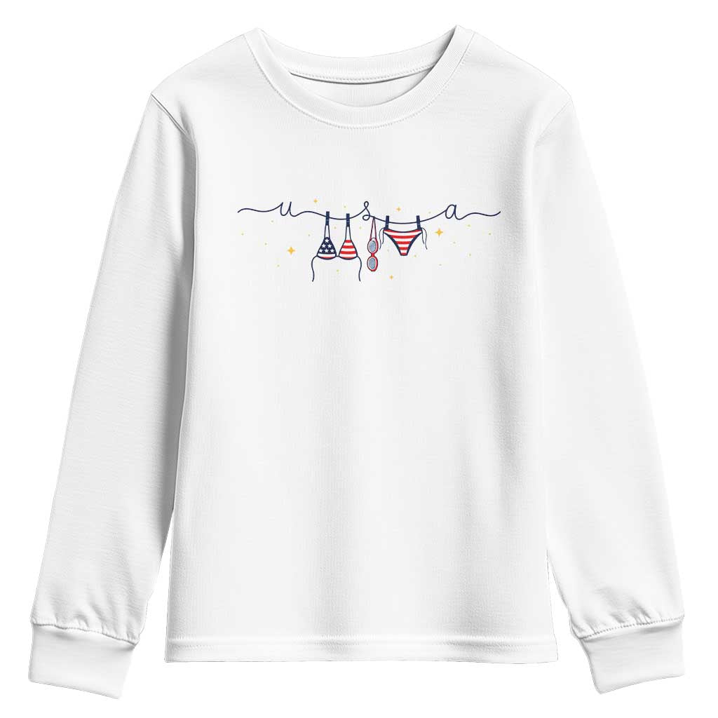 Patriotic American Flag Bikini Youth Sweatshirt USA Summer Vacation Gift TS12 White Print Your Wear