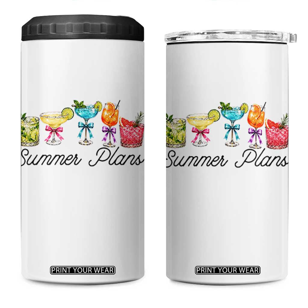 Funny Summer Plans 4 in 1 Can Cooler Tumbler Refreshing Tropical Cocktail Lover Gift TS12 One Size: 16 oz White Print Your Wear