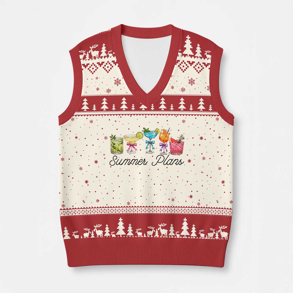 Funny Summer Plans V-Neck Knit Sweater Vest Refreshing Tropical Cocktail Lover Gift TS12 Beige Red Print Your Wear