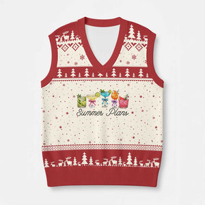 Funny Summer Plans V-Neck Knit Sweater Vest Refreshing Tropical Cocktail Lover Gift TS12 Beige Red Print Your Wear