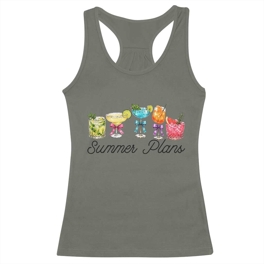 Funny Summer Plans Racerback Tank Top Refreshing Tropical Cocktail Lover Gift TS12 Military Green Print Your Wear