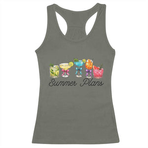 Funny Summer Plans Racerback Tank Top Refreshing Tropical Cocktail Lover Gift TS12 Military Green Print Your Wear