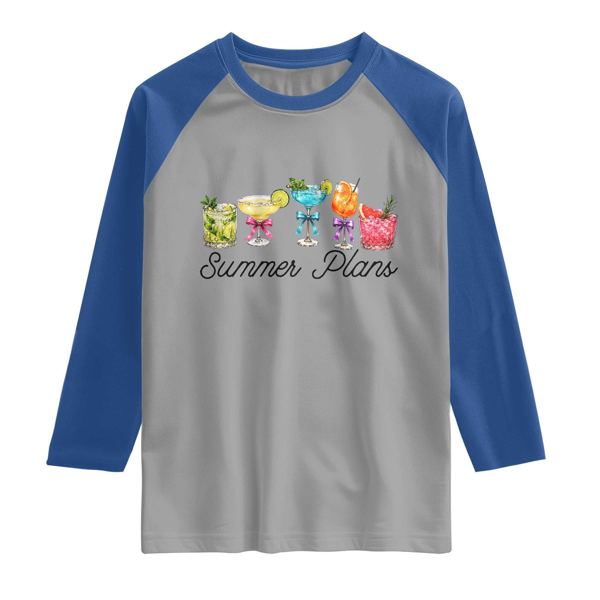 Funny Summer Plans Raglan Shirt Refreshing Tropical Cocktail Lover Gift TS12 Sport Gray Royal Print Your Wear