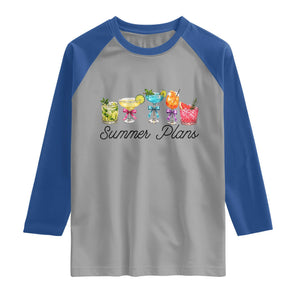 Funny Summer Plans Raglan Shirt Refreshing Tropical Cocktail Lover Gift TS12 Sport Gray Royal Print Your Wear