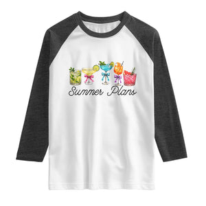 Funny Summer Plans Raglan Shirt Refreshing Tropical Cocktail Lover Gift TS12 White Heather Charcoal Print Your Wear