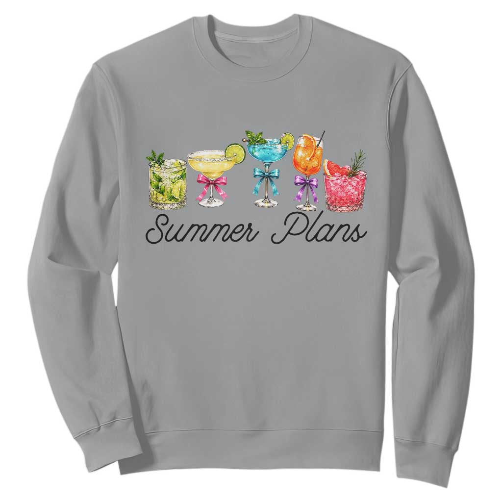 Funny Summer Plans Sweatshirt Refreshing Tropical Cocktail Lover Gift TS12 Sport Gray Print Your Wear