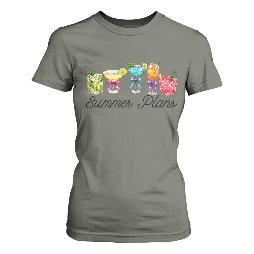 Funny Summer Plans T Shirt For Women Refreshing Tropical Cocktail Lover Gift TS12 Military Green Print Your Wear