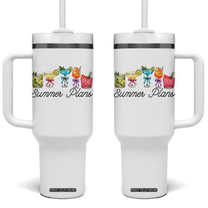 Funny Summer Plans Tumbler With Handle Refreshing Tropical Cocktail Lover Gift TS12 One Size: 40 oz White Print Your Wear