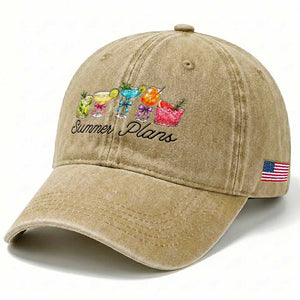 Funny Summer Plans Washed Cotton Baseball Cap Refreshing Tropical Cocktail Lover Gift TS12 Print Your Wear