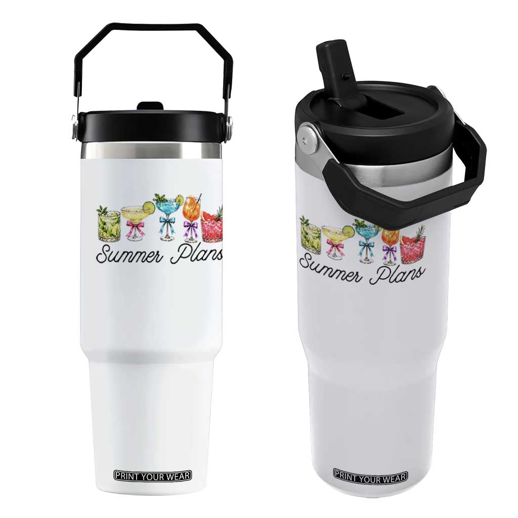 Funny Summer Plans Flip Straw Tumbler Refreshing Tropical Cocktail Lover Gift TS12 One Size: 30 oz White Print Your Wear