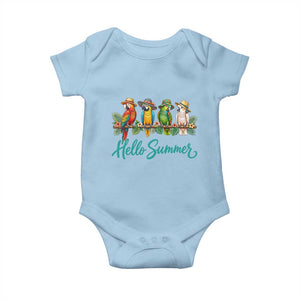 Hello Summer Parrots Baby Onesie Tropical Beach Vacation Graphic TS12 Light Blue Print Your Wear
