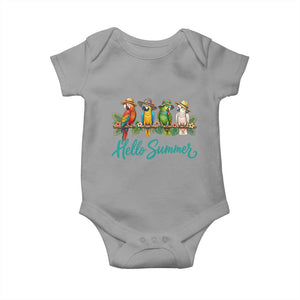 Hello Summer Parrots Baby Onesie Tropical Beach Vacation Graphic TS12 Sport Gray Print Your Wear