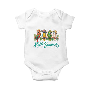 Hello Summer Parrots Baby Onesie Tropical Beach Vacation Graphic TS12 White Print Your Wear
