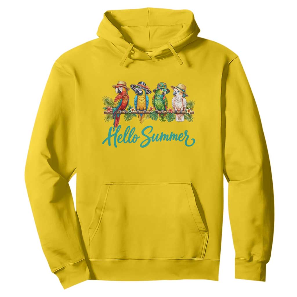 Hello Summer Parrots Hoodie Tropical Beach Vacation Graphic TS12 Daisy Print Your Wear