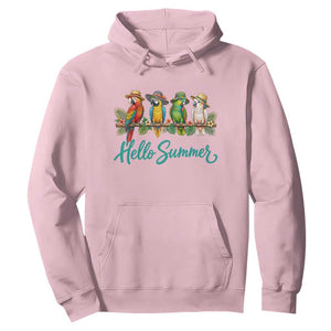 Hello Summer Parrots Hoodie Tropical Beach Vacation Graphic TS12 Light Pink Print Your Wear