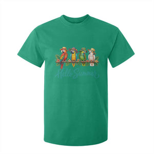 Hello Summer Parrots T Shirt For Kid Tropical Beach Vacation Graphic TS12 Irish Green Print Your Wear