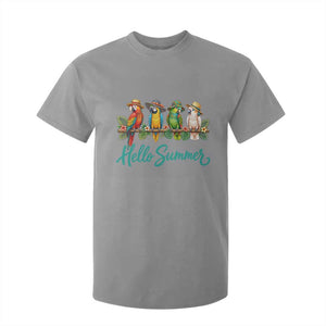 Hello Summer Parrots T Shirt For Kid Tropical Beach Vacation Graphic TS12 Sport Gray Print Your Wear