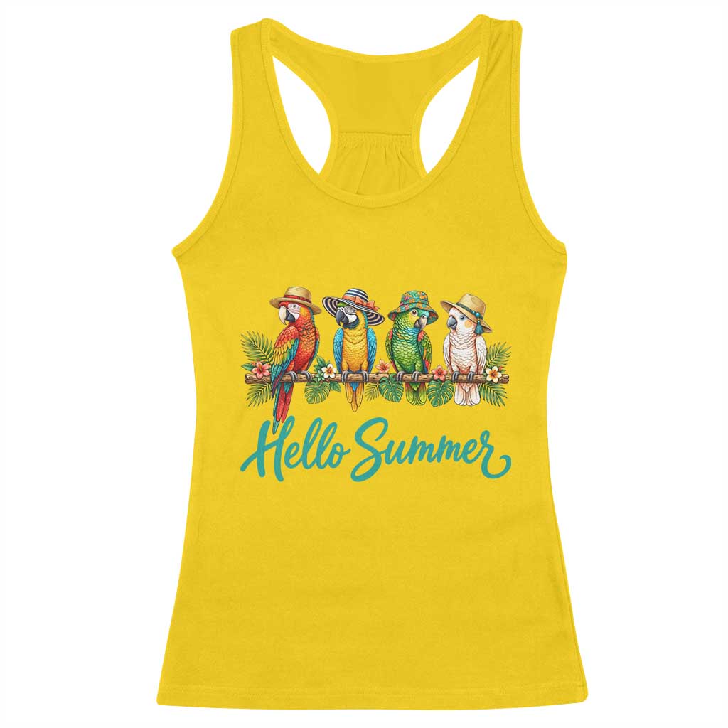 Hello Summer Parrots Racerback Tank Top Tropical Beach Vacation Graphic TS12 Daisy Print Your Wear