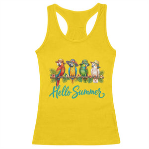 Hello Summer Parrots Racerback Tank Top Tropical Beach Vacation Graphic TS12 Daisy Print Your Wear