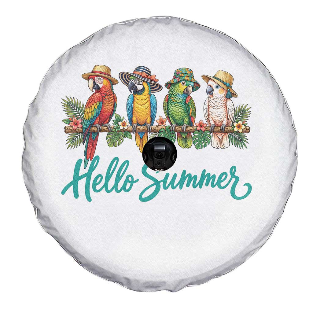 Hello Summer Parrots Spare Tire Cover Tropical Beach Vacation Graphic TS12 Print Your Wear
