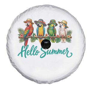Hello Summer Parrots Spare Tire Cover Tropical Beach Vacation Graphic TS12 Print Your Wear