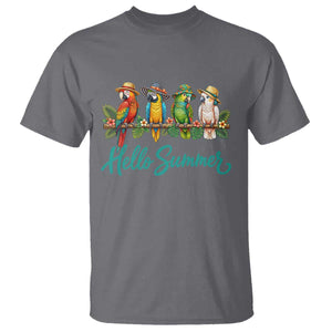 Hello Summer Parrots T Shirt Tropical Beach Vacation Graphic