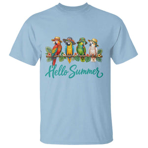 Hello Summer Parrots T Shirt Tropical Beach Vacation Graphic