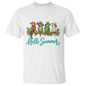 Hello Summer Parrots T Shirt Tropical Beach Vacation Graphic