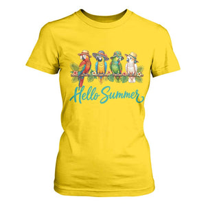 Hello Summer Parrots T Shirt For Women Tropical Beach Vacation Graphic TS12 Daisy Print Your Wear