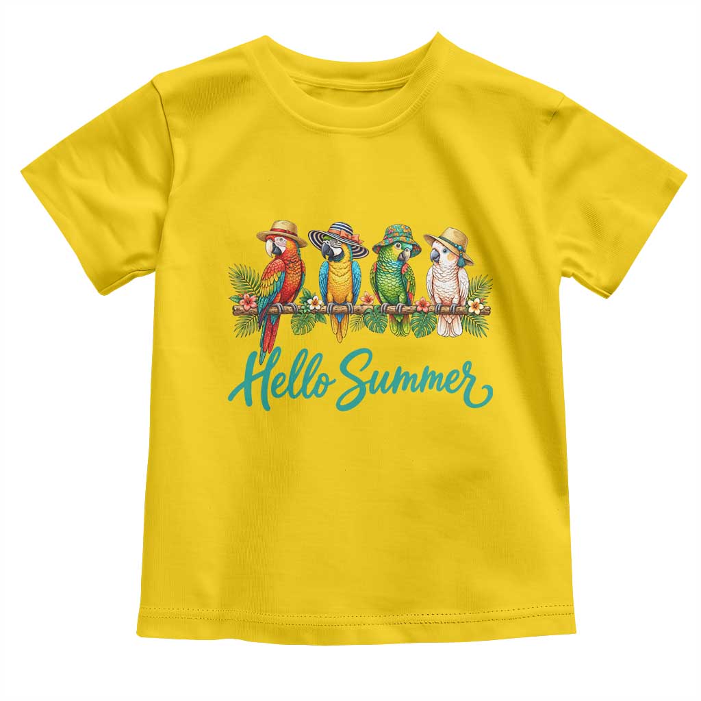 Hello Summer Parrots Toddler T Shirt Tropical Beach Vacation Graphic TS12 Daisy Print Your Wear