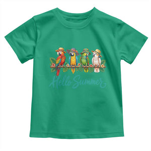 Hello Summer Parrots Toddler T Shirt Tropical Beach Vacation Graphic TS12 Irish Green Print Your Wear