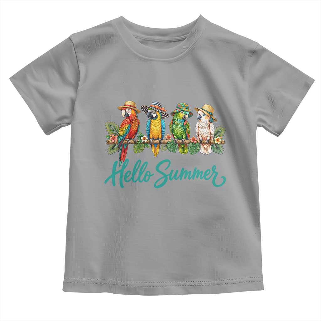 Hello Summer Parrots Toddler T Shirt Tropical Beach Vacation Graphic TS12 Sport Gray Print Your Wear