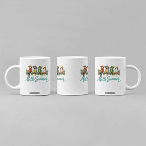 Hello Summer Parrots Coffee Mug Tropical Beach Vacation Graphic