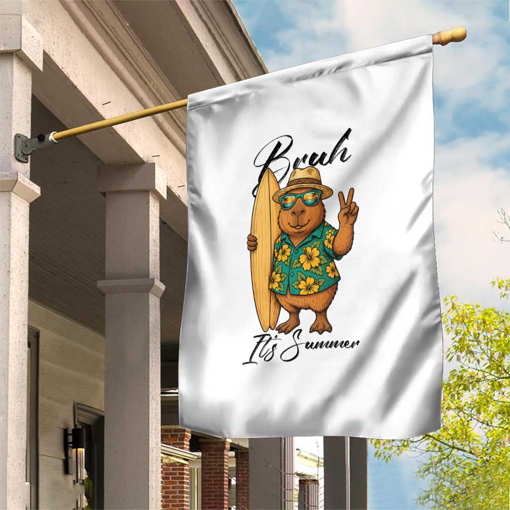 Bruh Its Summer Garden Flag Funny Capybara Surfer Beach Vacation Gift TS12 Print Your Wear