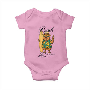 Bruh Its Summer Baby Onesie Funny Capybara Surfer Beach Vacation Gift TS12 Light Pink Print Your Wear