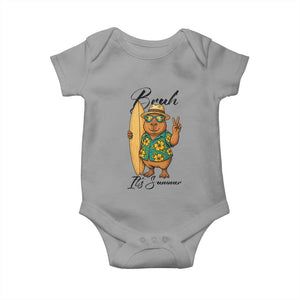 Bruh Its Summer Baby Onesie Funny Capybara Surfer Beach Vacation Gift TS12 Sport Gray Print Your Wear