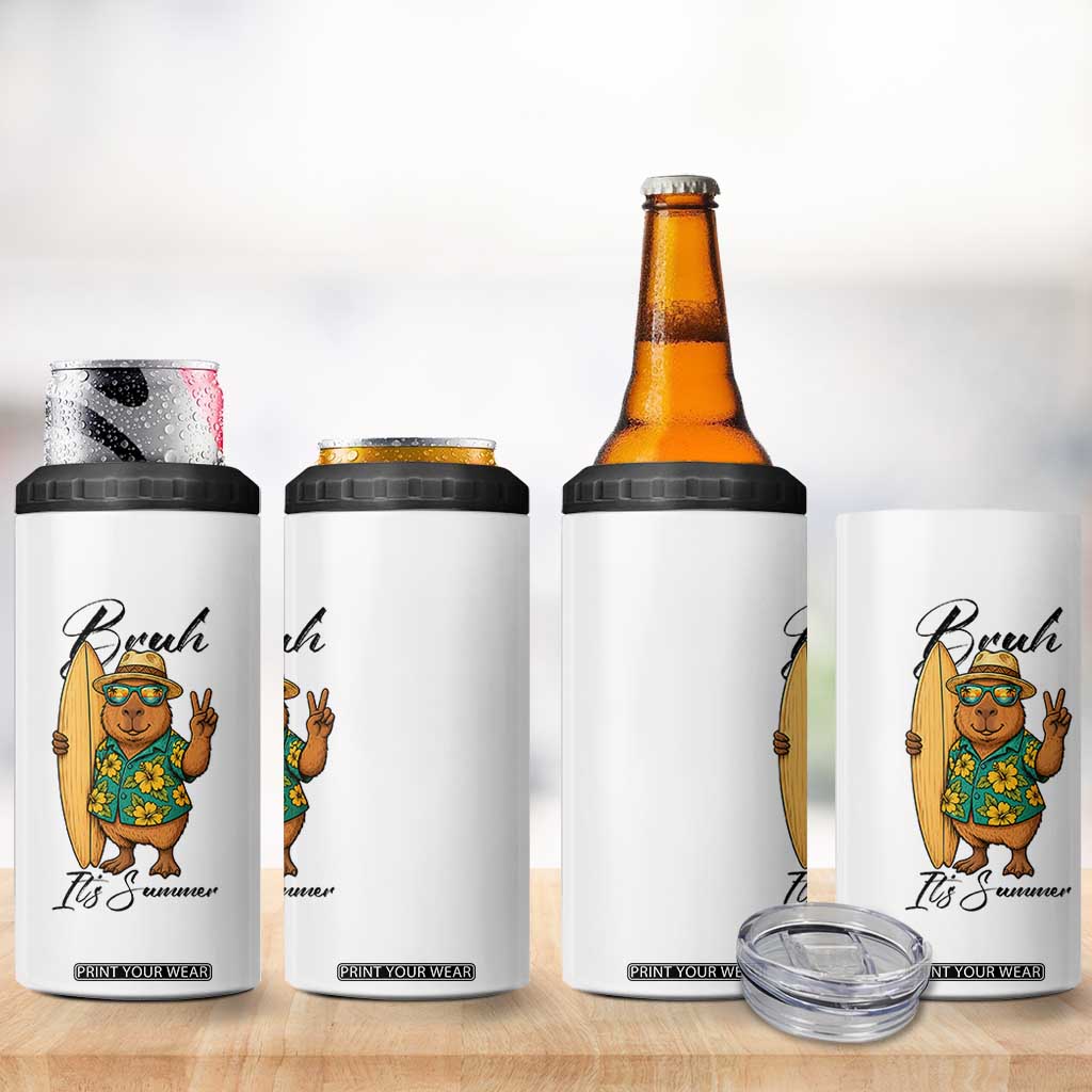 Bruh Its Summer 4 in 1 Can Cooler Tumbler Funny Capybara Surfer Beach Vacation Gift TS12 Print Your Wear