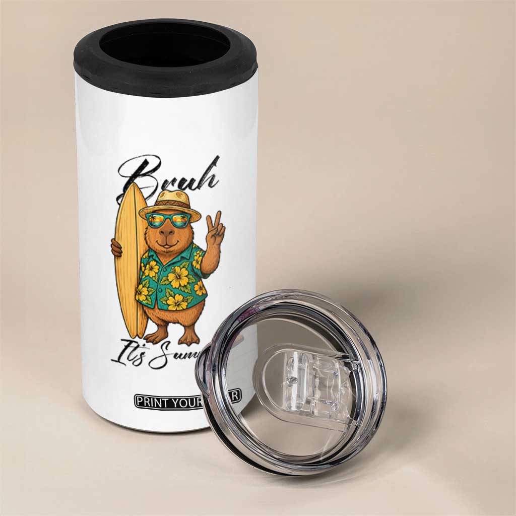 Bruh Its Summer 4 in 1 Can Cooler Tumbler Funny Capybara Surfer Beach Vacation Gift TS12 Print Your Wear