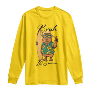 Bruh Its Summer Long Sleeve Shirt Funny Capybara Surfer Beach Vacation Gift TS12 Daisy Print Your Wear