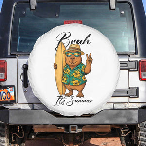 Bruh Its Summer Spare Tire Cover Funny Capybara Surfer Beach Vacation Gift