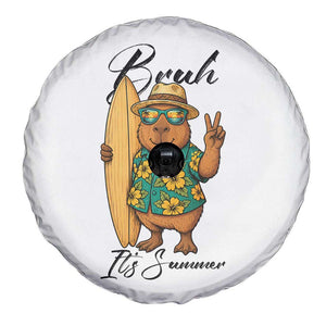 Bruh Its Summer Spare Tire Cover Funny Capybara Surfer Beach Vacation Gift