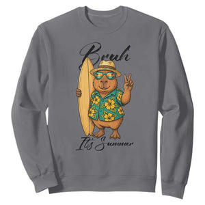 Bruh Its Summer Sweatshirt Funny Capybara Surfer Beach Vacation Gift