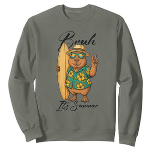 Bruh Its Summer Sweatshirt Funny Capybara Surfer Beach Vacation Gift
