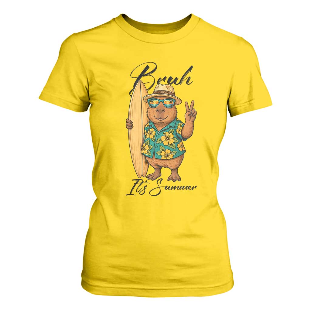 Bruh Its Summer T Shirt For Women Funny Capybara Surfer Beach Vacation Gift TS12 Daisy Print Your Wear